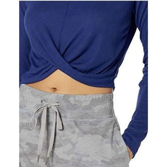 Womens Top 2X Ultra Lightweight Semi Sheer Rib Knit Wrap Long Sleeve Yoga - Picture 6 of 8